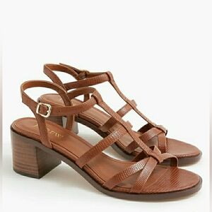 NIB J.Crew Factory Lizard-Embossed T-Strap Sandals Size 6